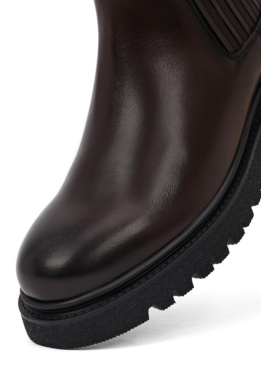 Men's Brown Thick-Soled Leather Chelsea Boot