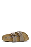 Birkenstock Men's Brown Arizona Double Buckle Leather Slippers | Derimod