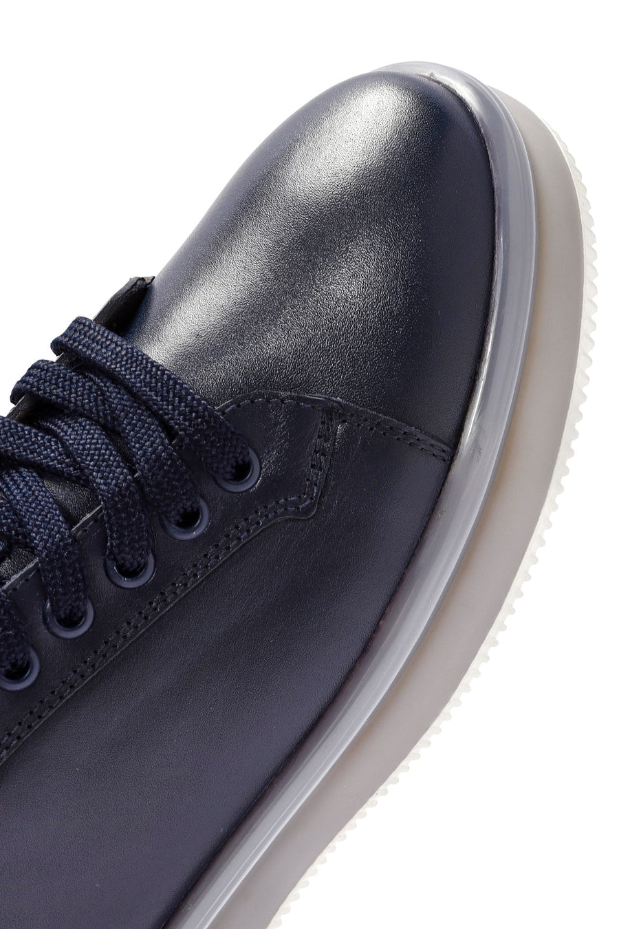 Men's Navy Blue Lace-Up Leather Sneaker