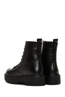 Women's Black Thick Soled Leather Boots | Derimod