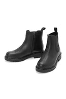 Women's Black Zippered Leather Chelsea Boots | Derimod