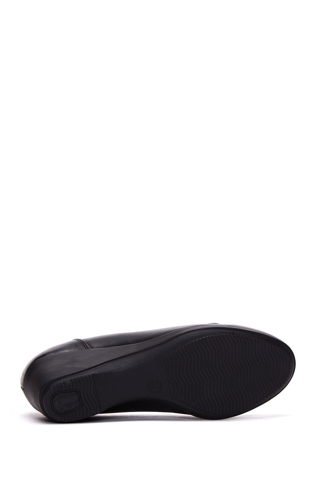 Kadın Siyah Dolgu Topuklu Deri Loafer