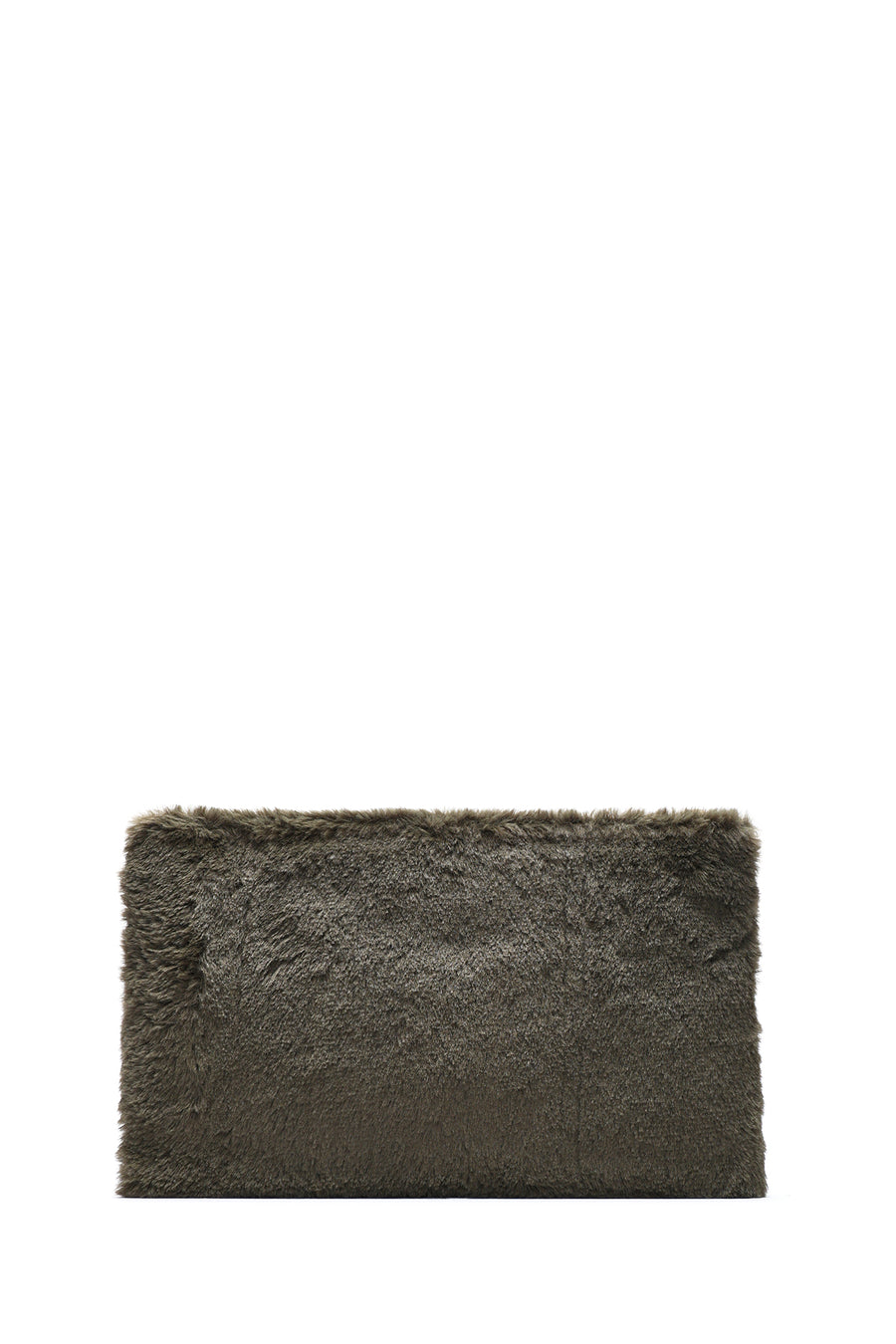 Women's Khaki Chain Strap Plush Clutch Bag