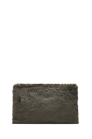 Women's Khaki Chain Strap Plush Clutch Bag | Derimod