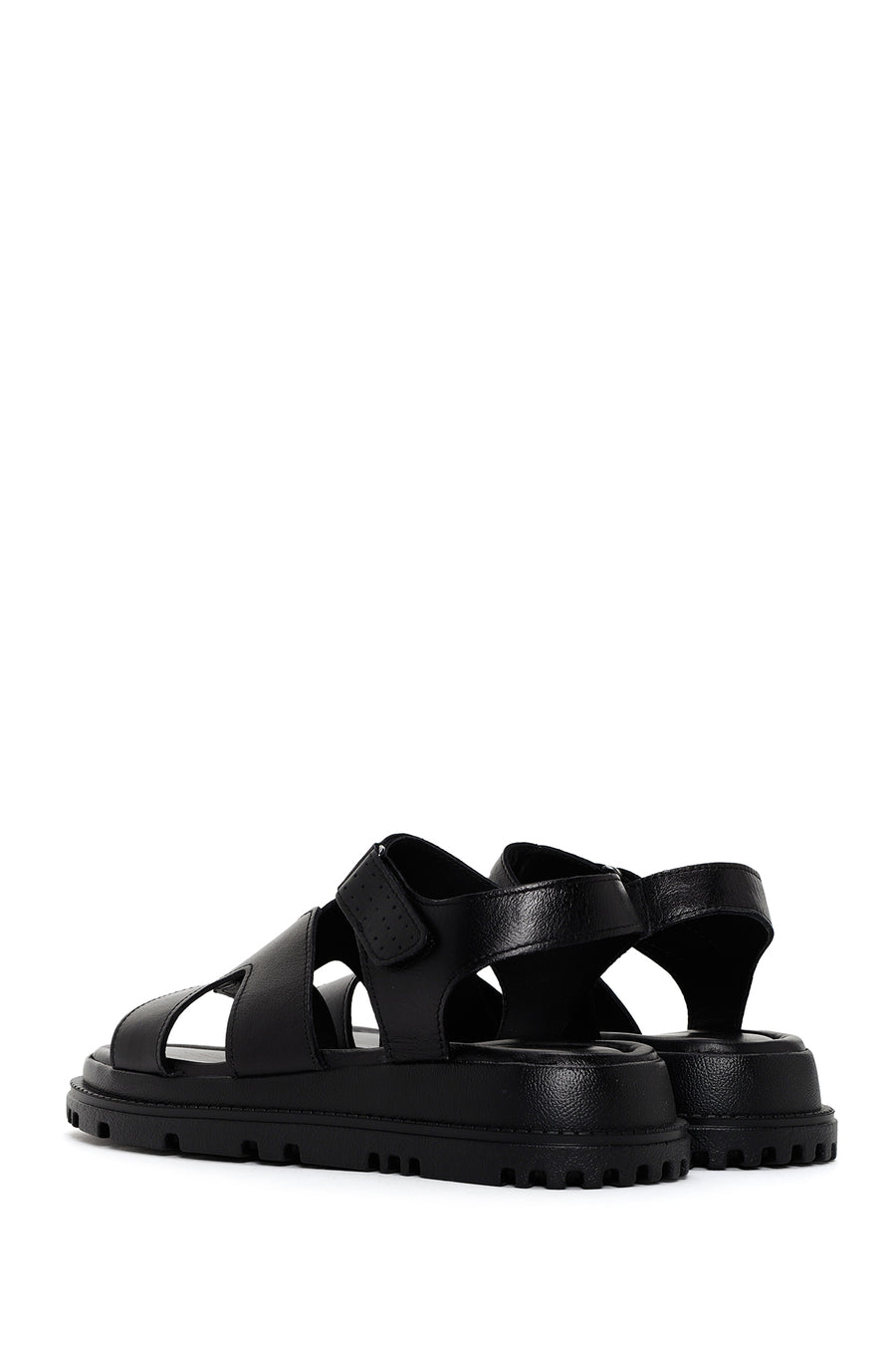 Women's Black Leather Comfort Sandals