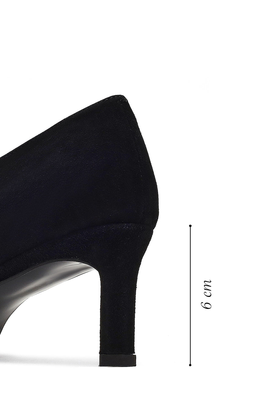Woman Black Low Thin Heel Suede Leather Stiletto