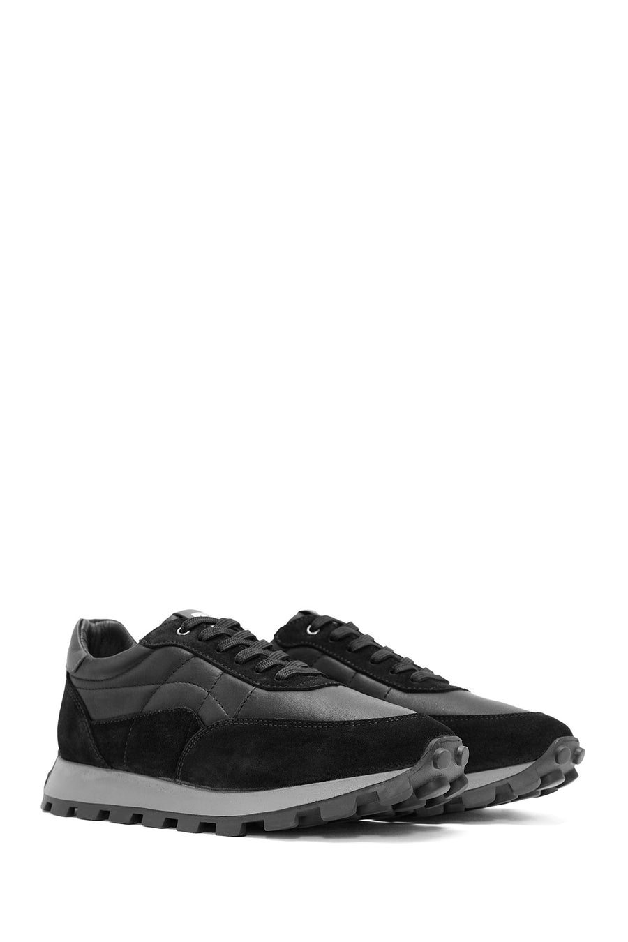 Men's Black Lace-up Leather Sneaker