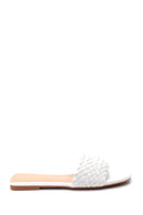 Kadın Beyaz Örgülü Casual Düz Terlik | Derimod