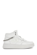 Alberto Guardiani Women's White Leather Thick Sole High Top Sneaker | Derimod