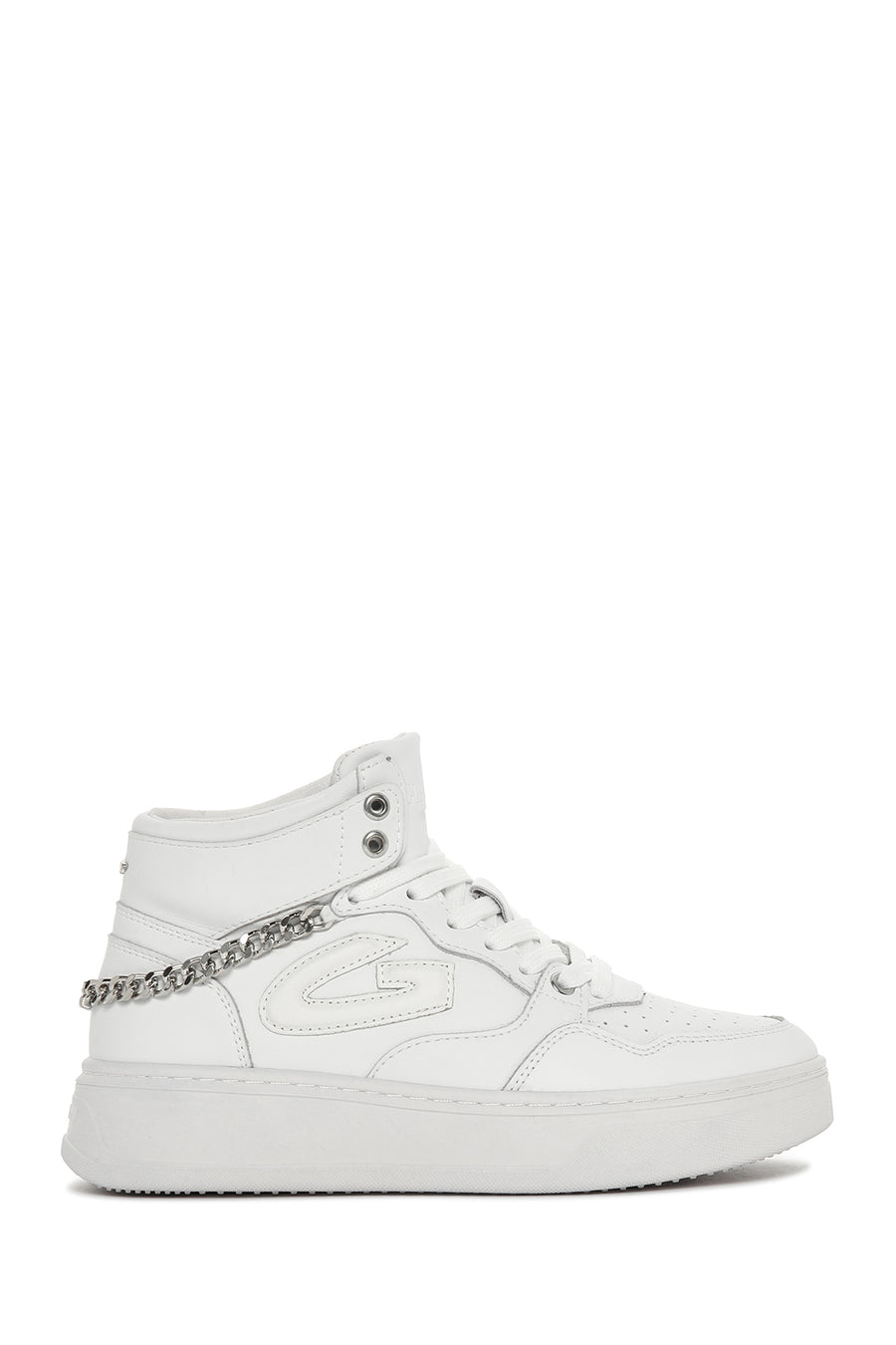 Alberto Guardiani Women's White Leather Thick Sole High Top Sneaker G03G100010 | Derimod