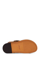 Woman Tan Suede Toe-Post Sandal | Derimod