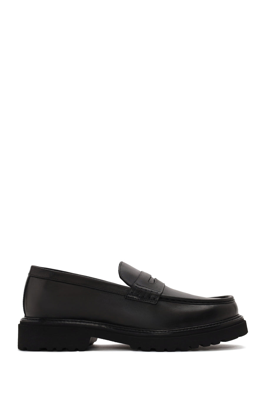 Male Black Leather Casual Loafer WM820010DV | Derimod