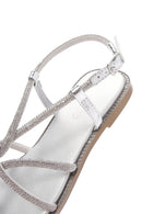 Women's Silver Ankle Strap Stone Sandals | Derimod