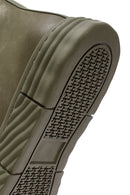 Men's Khaki Zippered Nubuck High Top Sneakers | Derimod