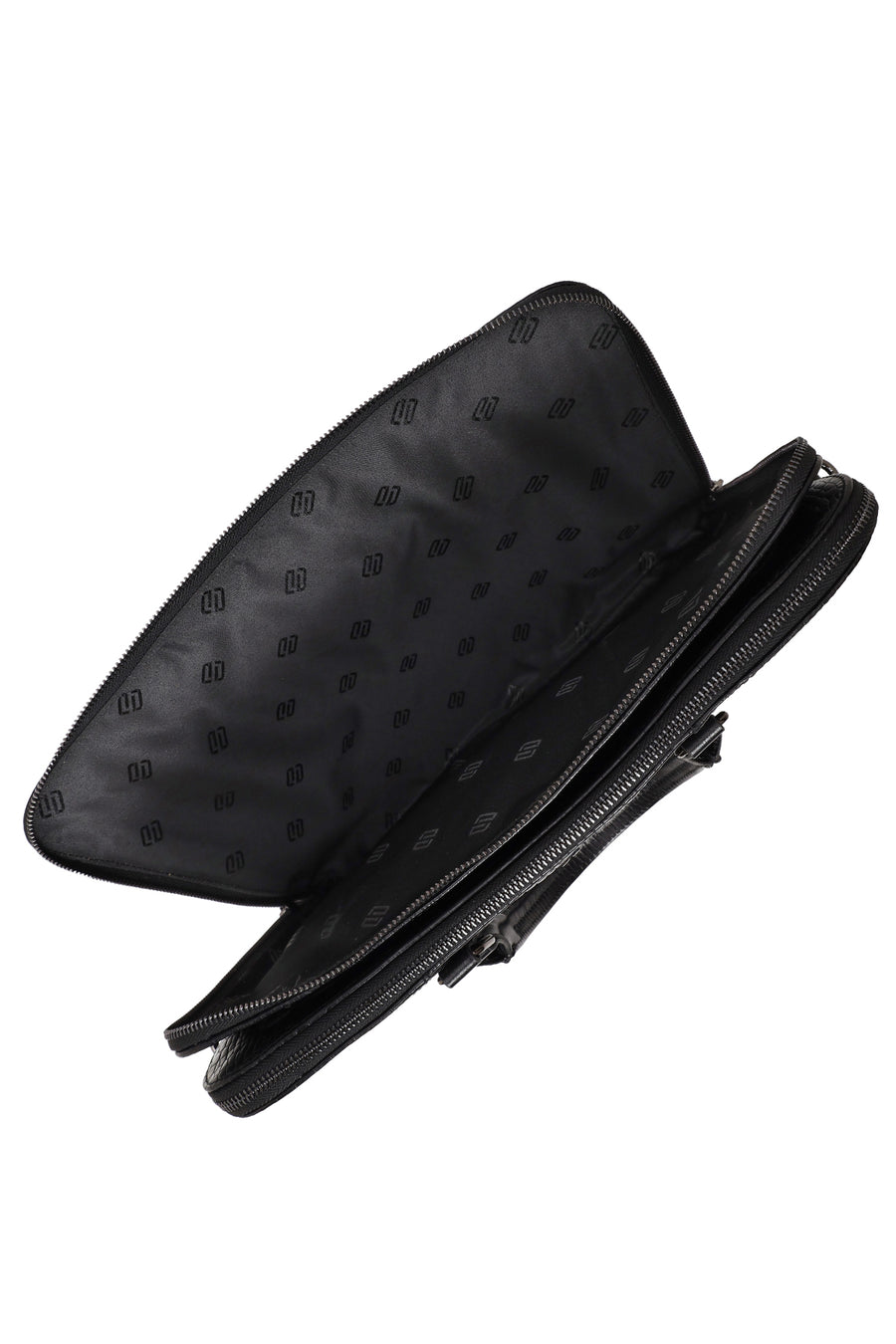 Unisex Black Long Strap Crocodile Pattern Leather Briefcase