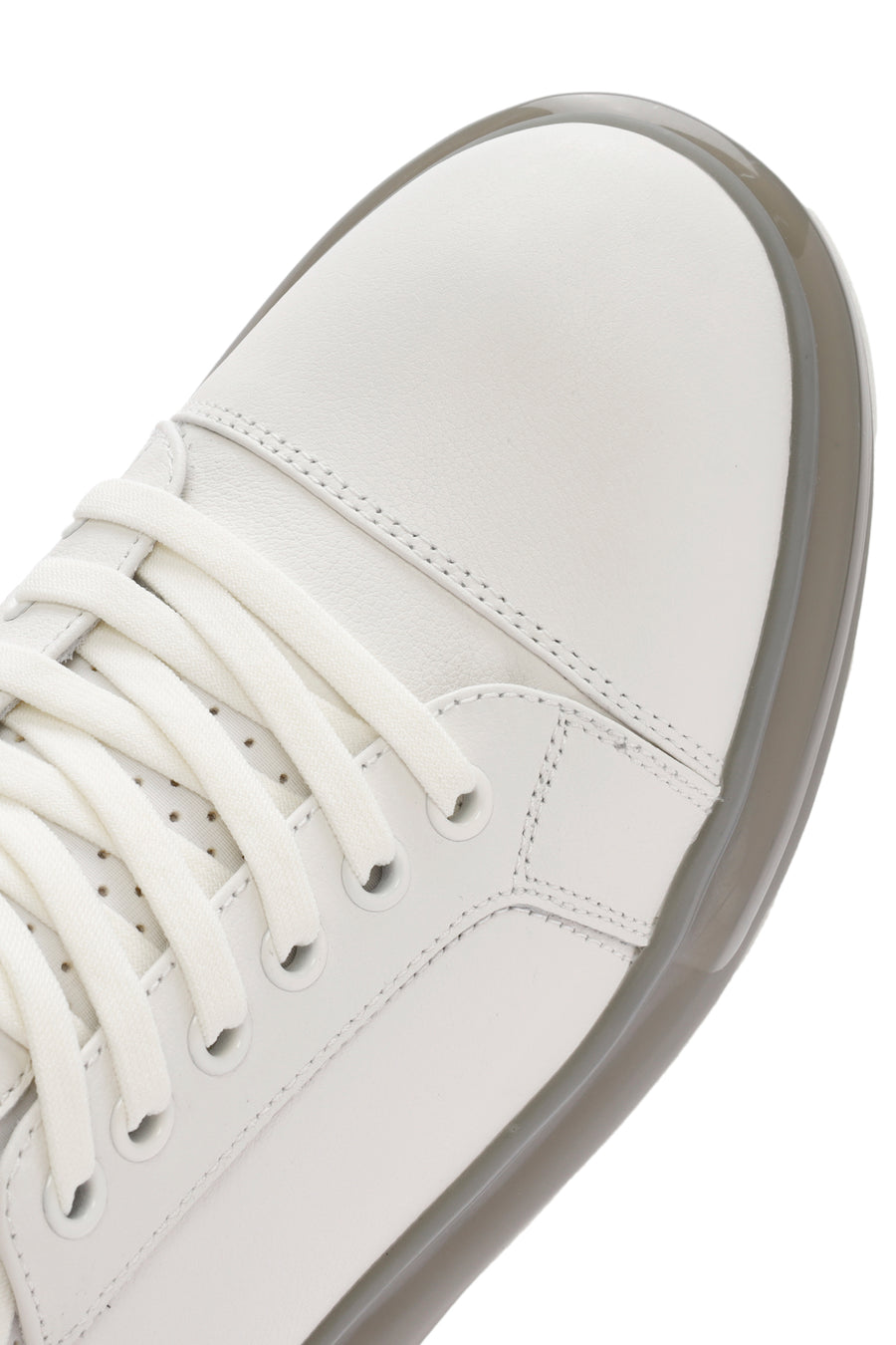 Men's White Thick Sole Lace Up Leather Sneaker