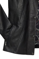 Rebecca Women's Black Fur Collar Leather Coat | Derimod