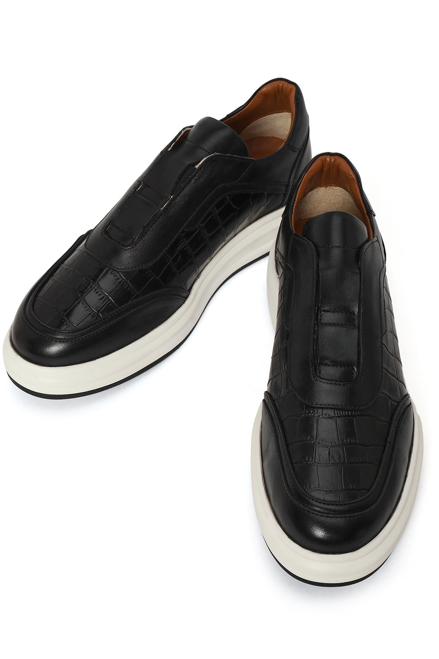 Male Black Patterned Leather Sneaker