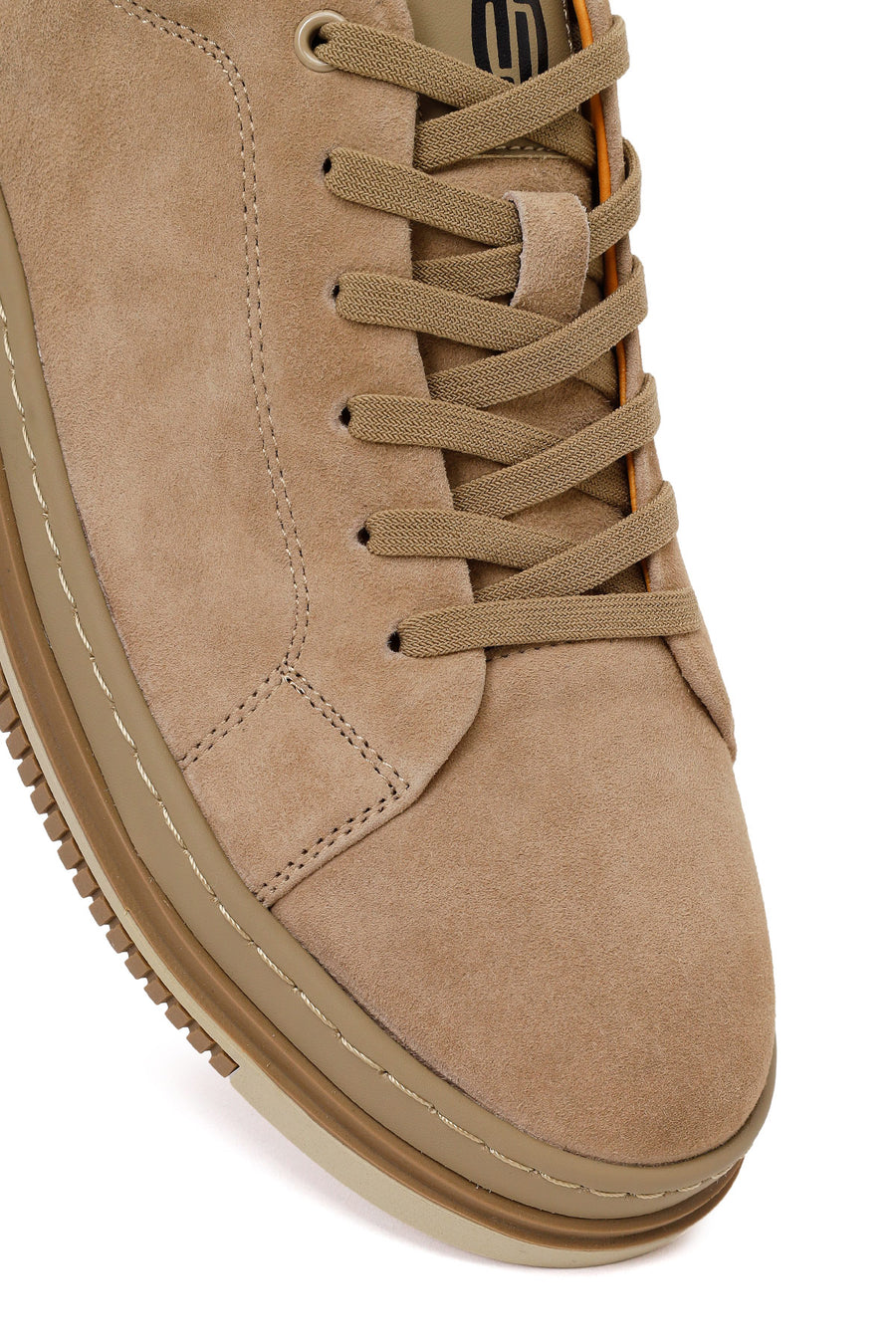 Male Beige Lace-Up Suede Leather Loafer