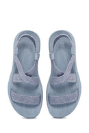 Women's Blue Straw Sandals | Derimod