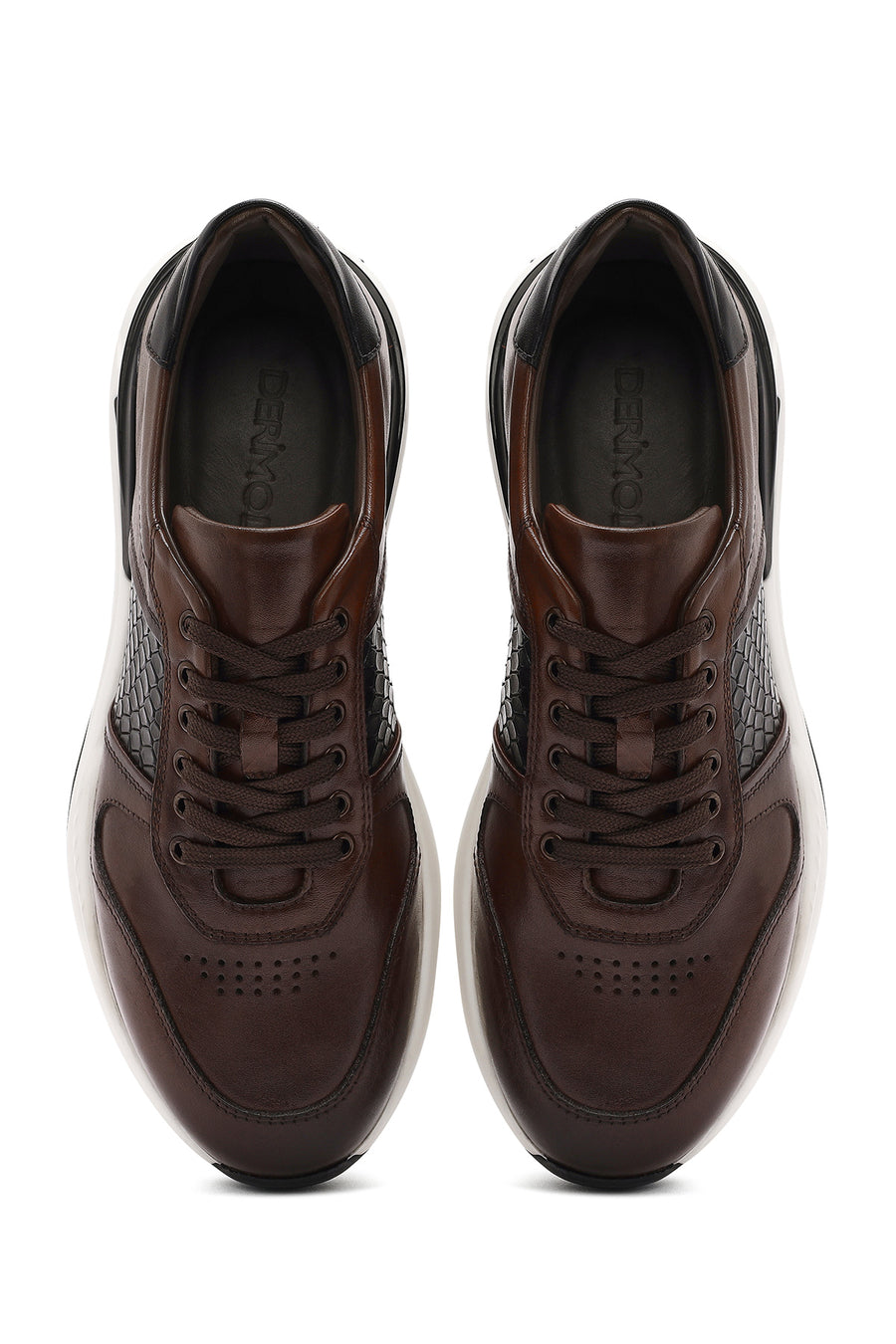 Men's Brown Lace-Up Leather Casual Sneakers
