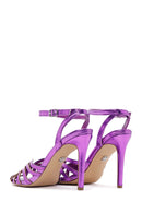 Women's Purple Ankle Strap Thin Heel Sandals | Derimod