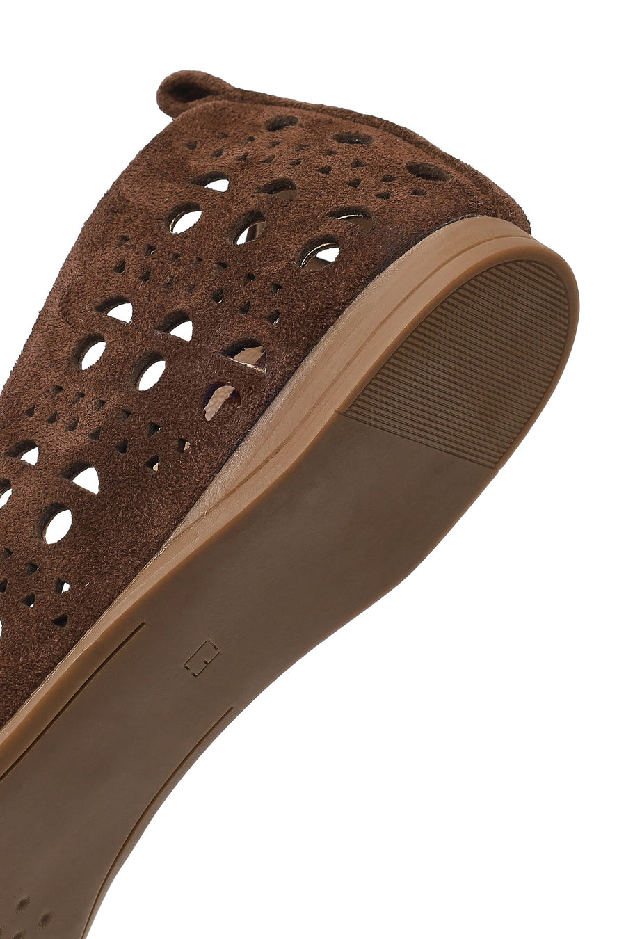 Women's Brown Patterned Suede Leather Ballet Flats