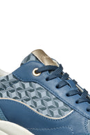 Geox Women Blue D Spherica Ec13 A - Nap + Emb.Te Lace-Up Wedge Heel Sneaker | Derimod