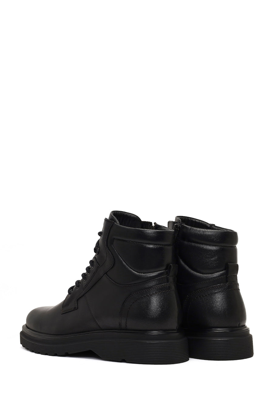 Male Black Zip Closure Leather Boots