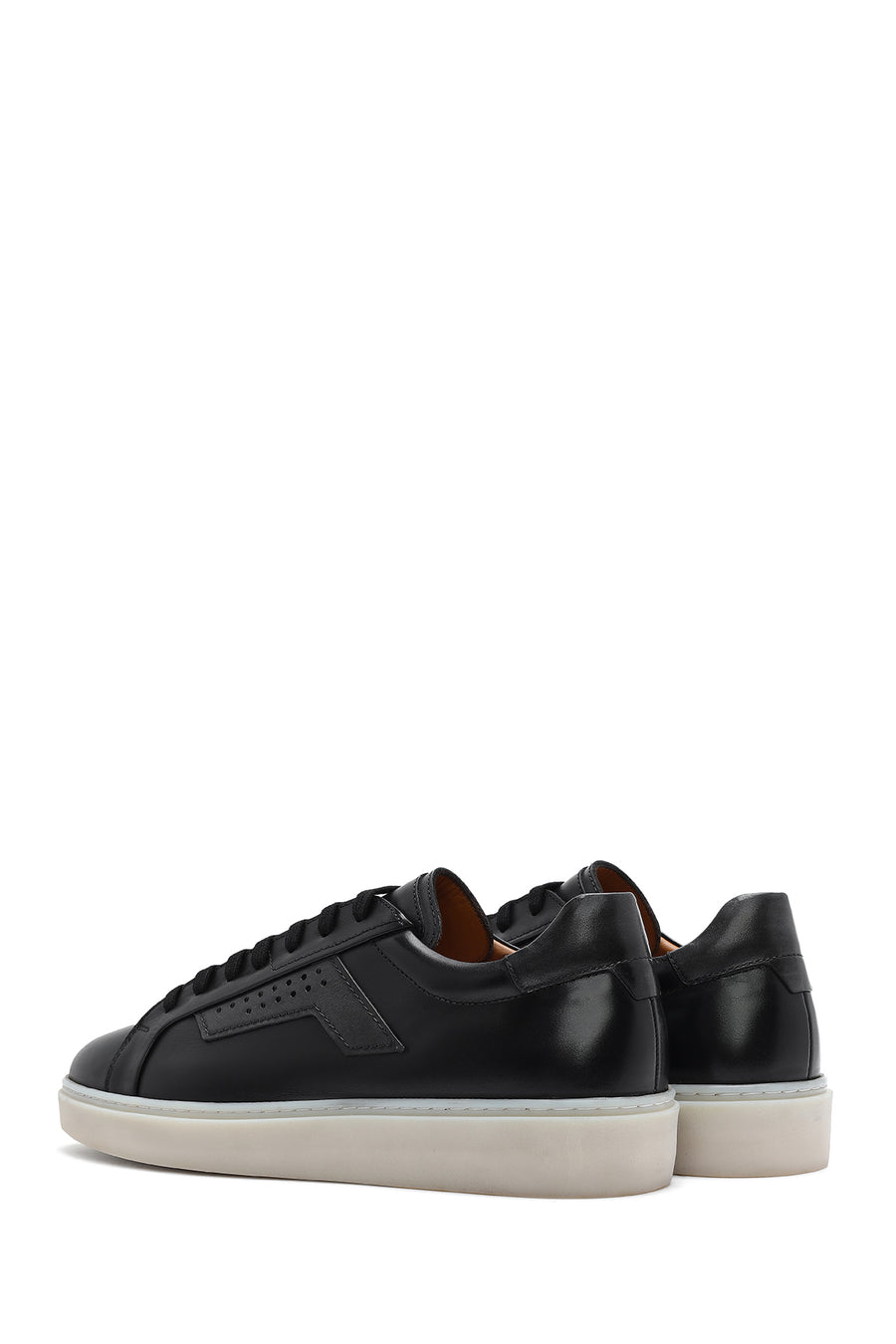 Men's Black Lace-up Leather Sneaker
