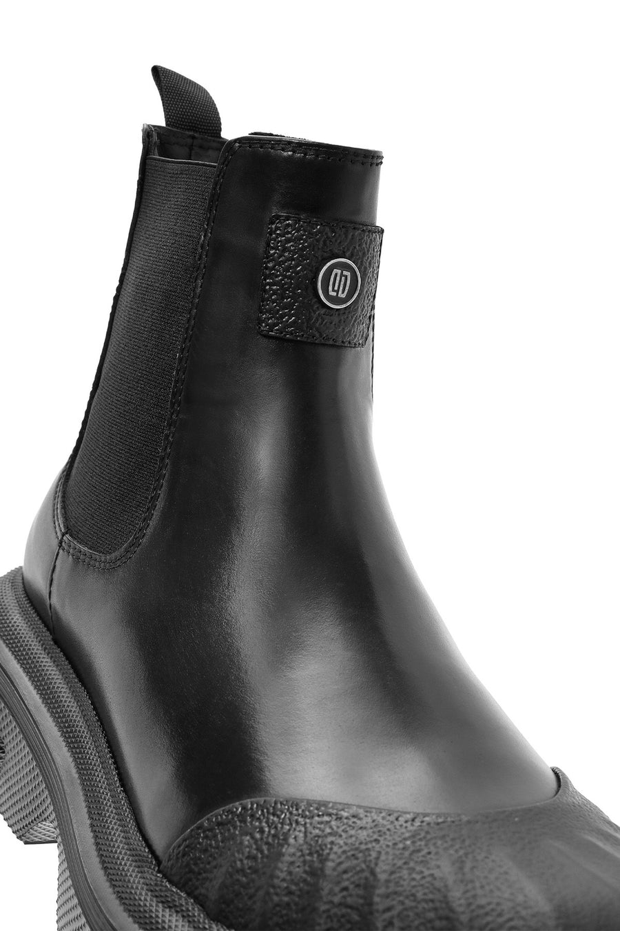 Men's Black Thick Soled Leather Chelsea Boots