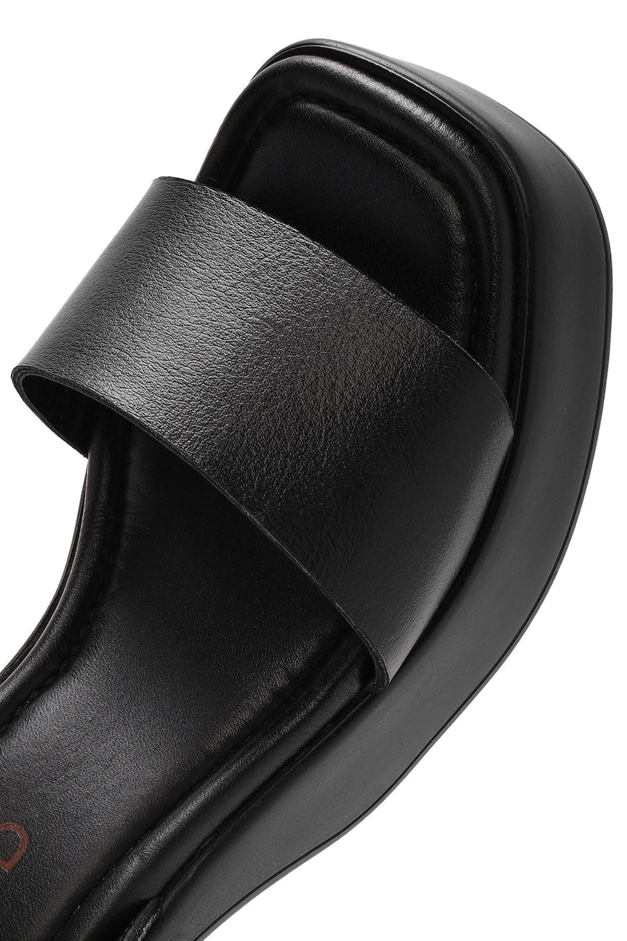 Women's Black Ankle Buckle Thick Heel Platform Leather Sandals
