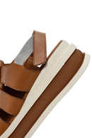 Women's Tan Thick Soled Leather Sandals | Derimod