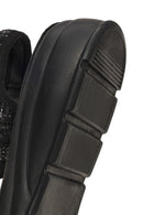 Women's Black Thick-Soled Patterned Fabric Sandals | Derimod