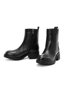 Women's Black Zippered Leather Boots | Derimod