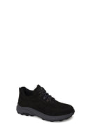 Erkek Siyah Bağcıklı Kalın Tabanlı Nubuk Deri Casual Sneaker | Derimod