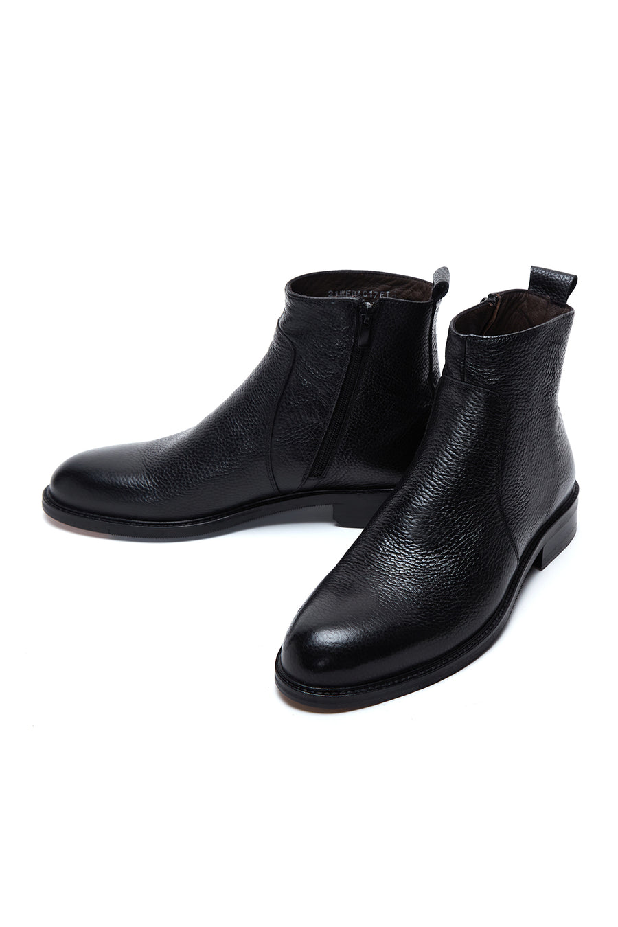 Male Black Zip Closure Leather Casual Boots