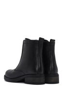 Women's Black Leather Zippered Boots | Derimod