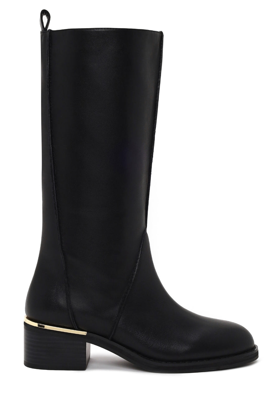 Woman Black Short Thick-Heeled Leather Boots WF528004DV | Derimod