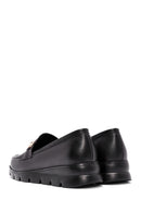 Women's Black Buckle Detailed Leather Comfort Loafer | Derimod