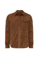 Kante Men's Camel Shirt Collar Suede Leather Coat | Derimod