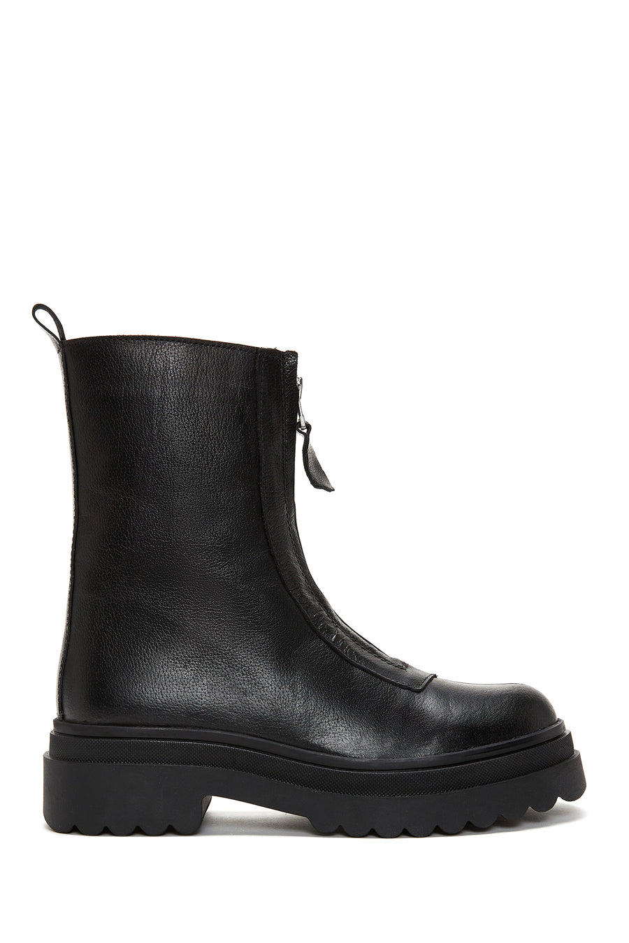 Women's Black Leather Zippered Flat Boots 22WFD183418 | Derimod