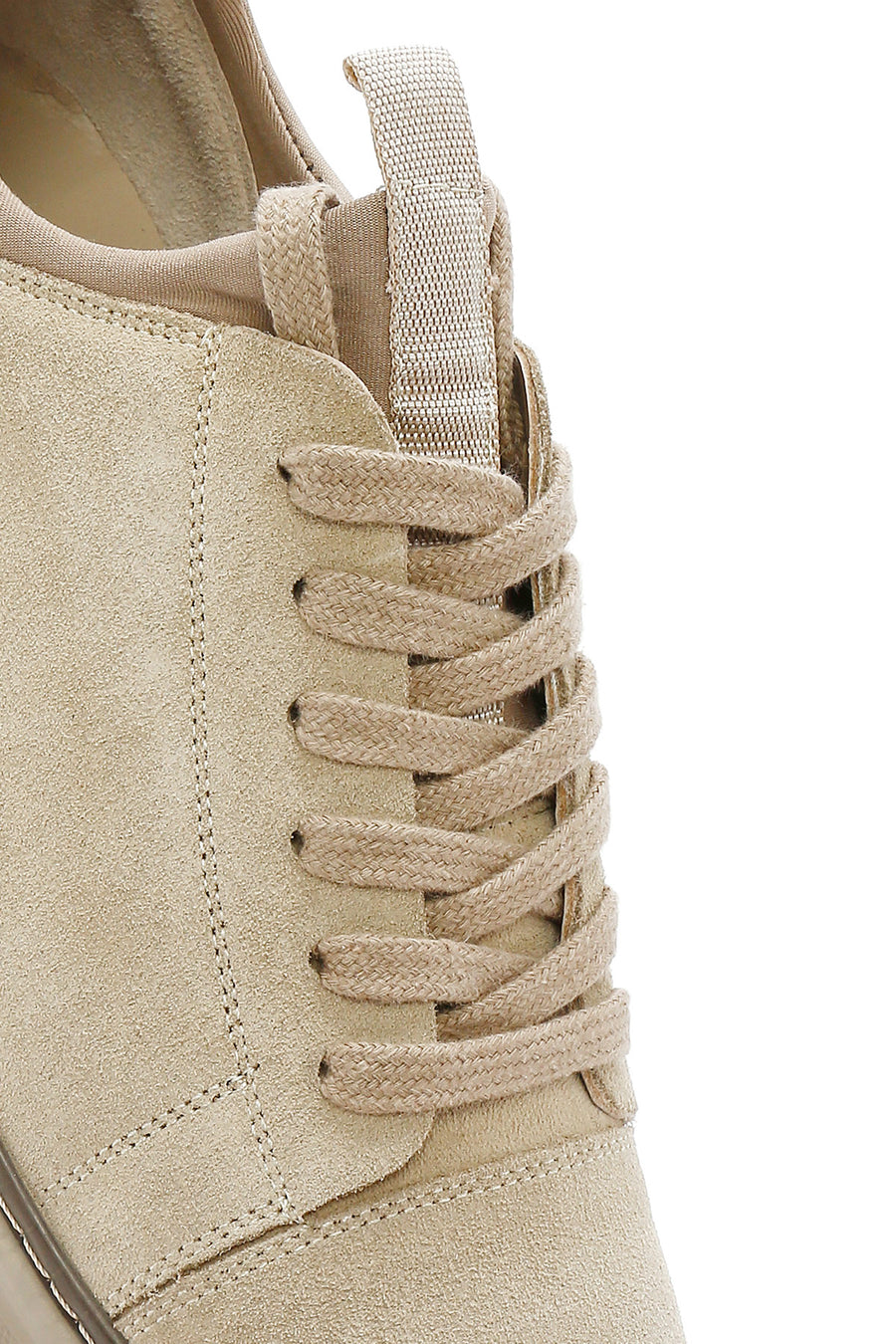 Men's Beige Lace-Up Suede Leather Sneaker