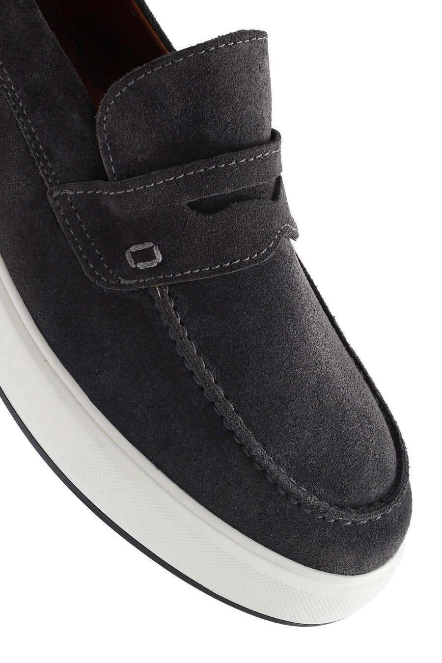 Erkek Gri Süet Deri Casual Loafer