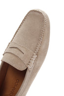 Men's Beige Suede Leather Loafer | Derimod