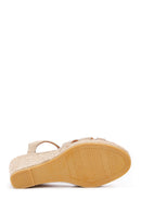 Women's Beige Zippered Wedge Heels Suede Leather Espadrilles | Derimod