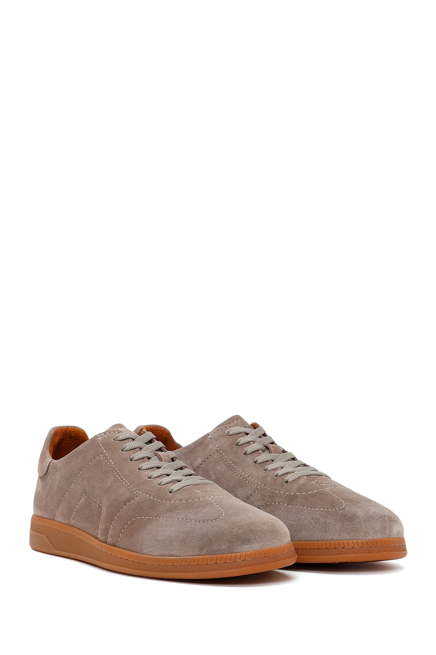 Erkek Vizon Bağcıklı Süet Deri Sneaker