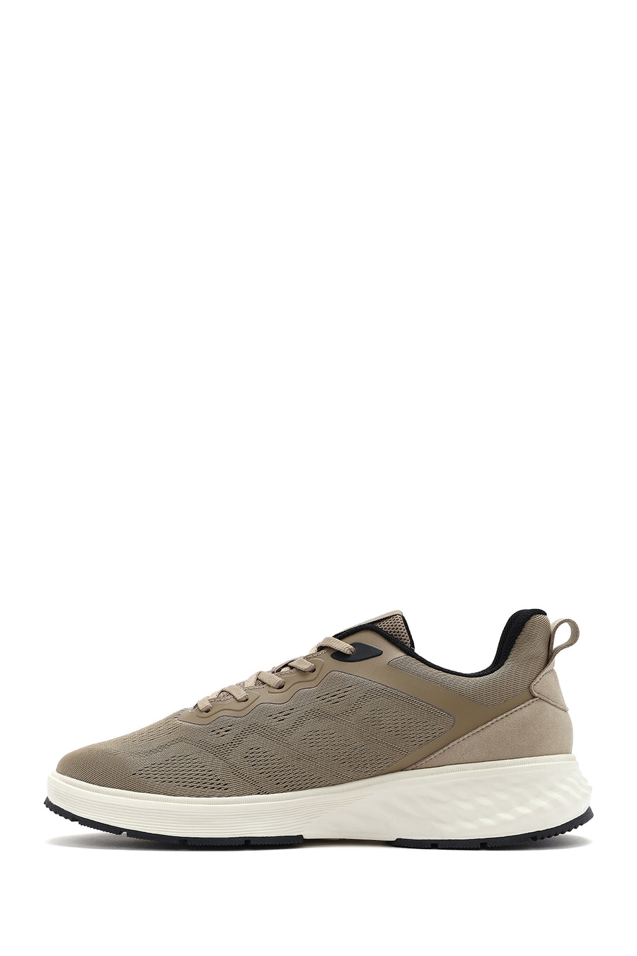 Men's Beige Lace-Up Thick-Sole Sneakers