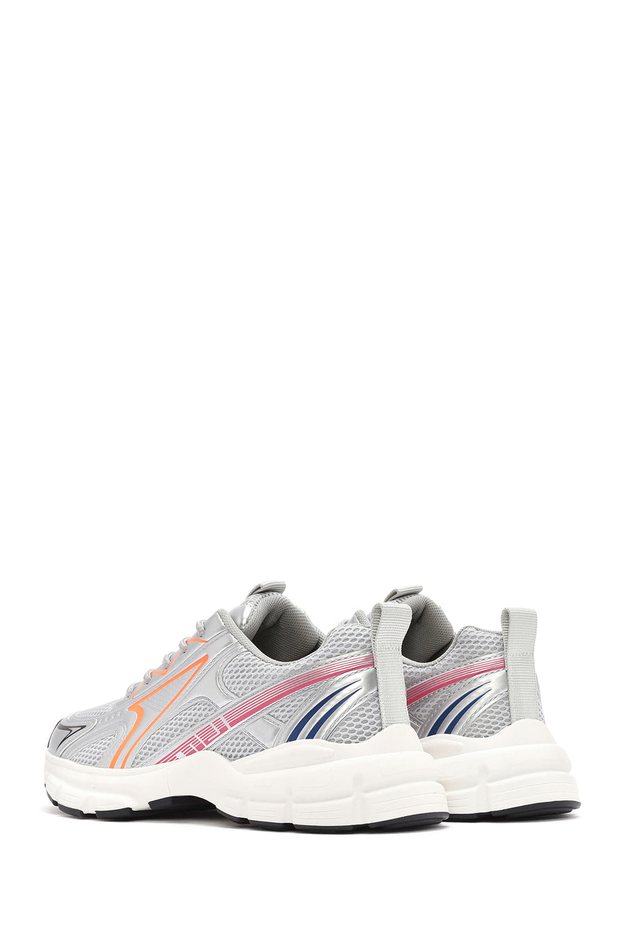 Women's Orange Chunky Sole Lace-Up Sneakers