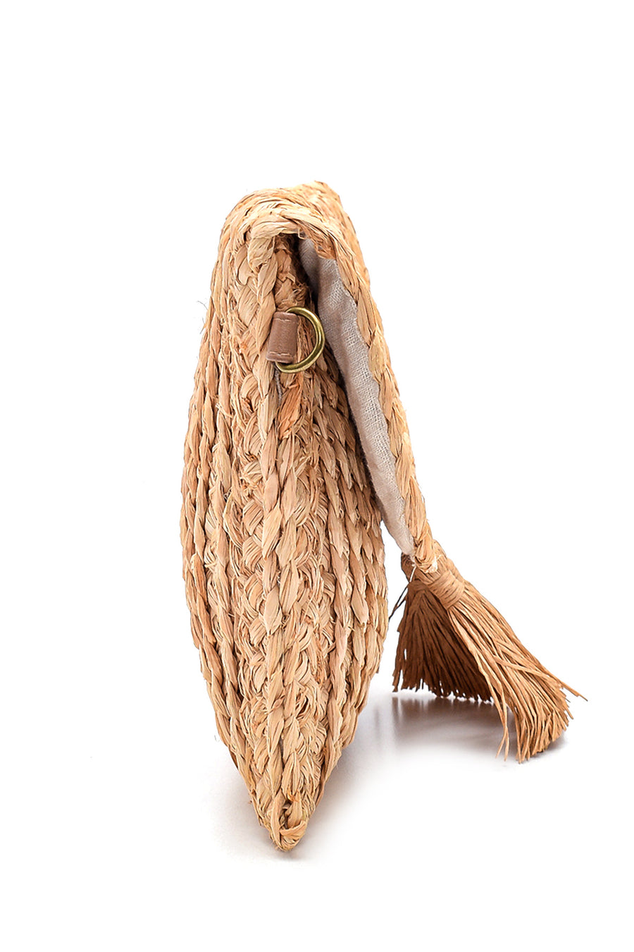 Women's Beige Straw Shoulder Bag